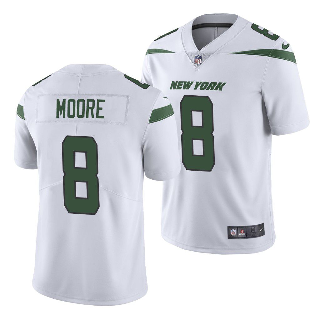 Men New York Jets #8 Elijah Moore Nike White Vapor Limited NFL Jersey
